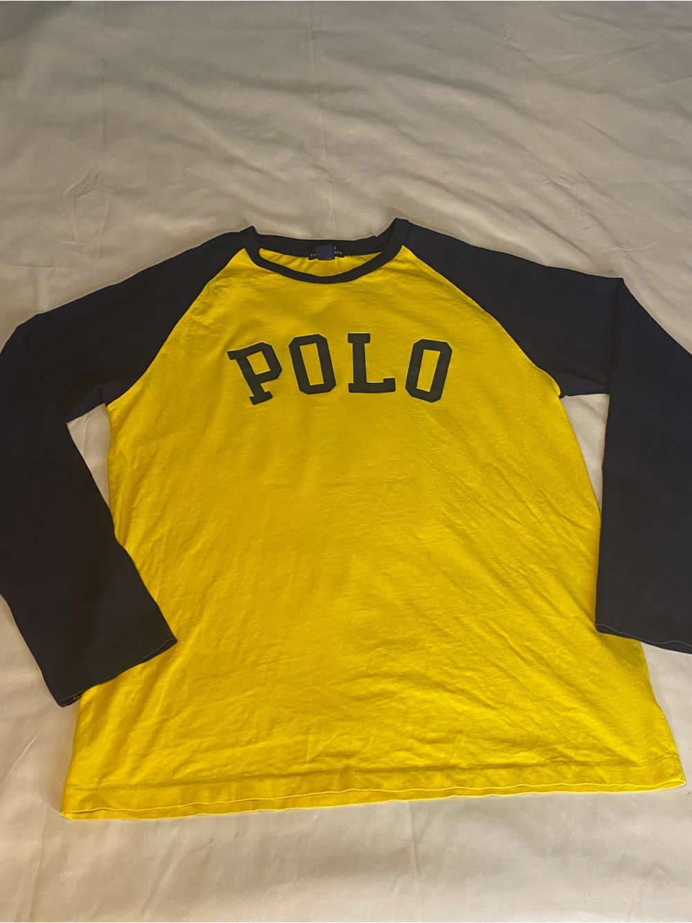 Polo by Ralph Lauren Yellow and Black Raglan Long-Sleeve Tee. Size XL